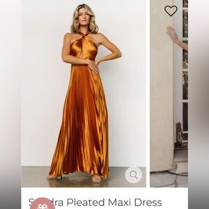 Sandra Pleated Maxi Dress | Copper size S
